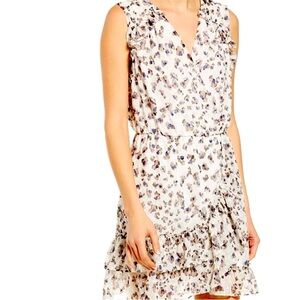 Chelsea 28 White Animal Print Ruffle Sleeveless Chiffon Mini Dress